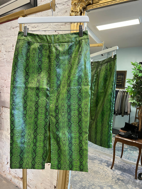 GREEN SKAKE SKIN SKIRT