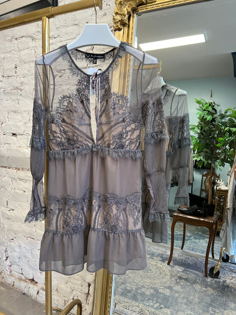 GREY LACE DRESS - FOR LOVE AND LEMONS