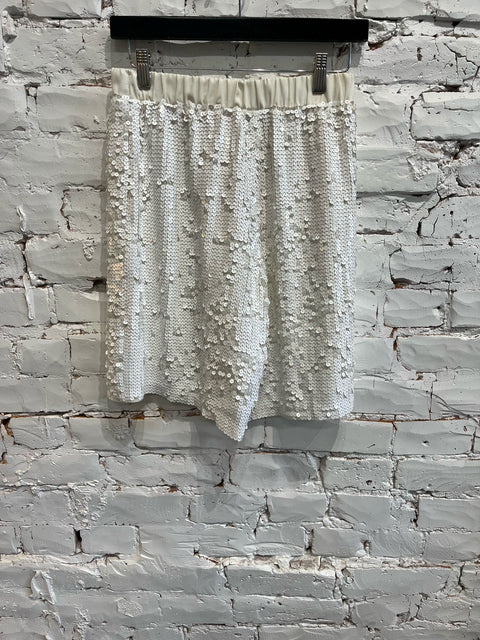 WHITE SEQUIN SHORT