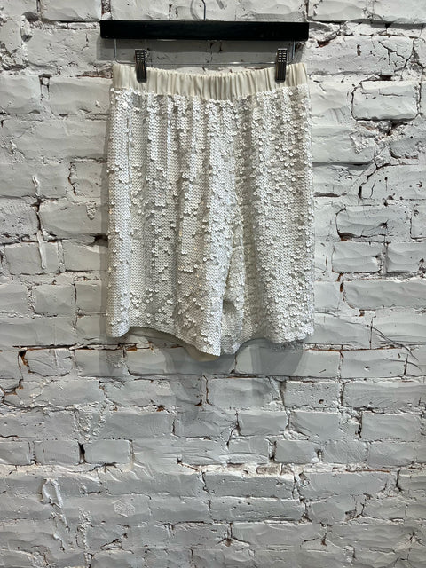 WHITE SEQUIN SHORT