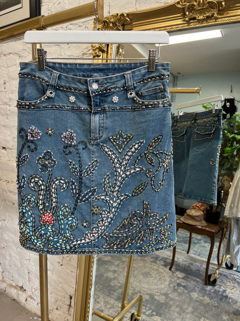 EMBELLISHED DENIM SKIRT