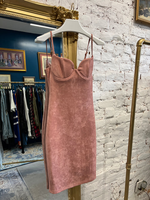 PINK FAUX SUEDE DRESS