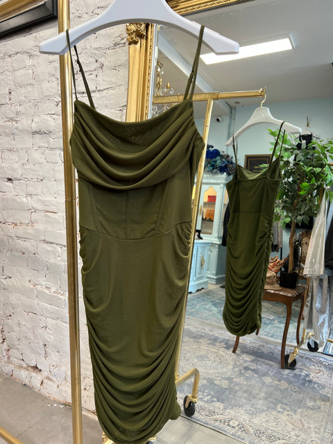 GREEN MESH CORSET DRESS