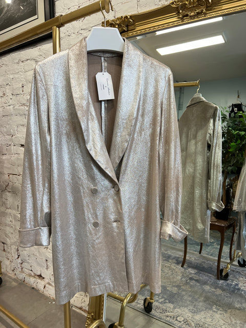 METALLIC FAUX SUEDE BLAZER