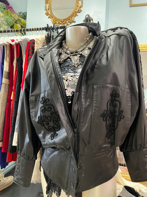 EMBROIDERED LEATHER JACKET