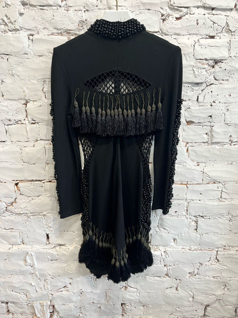 BLACK FRINGE DRESS